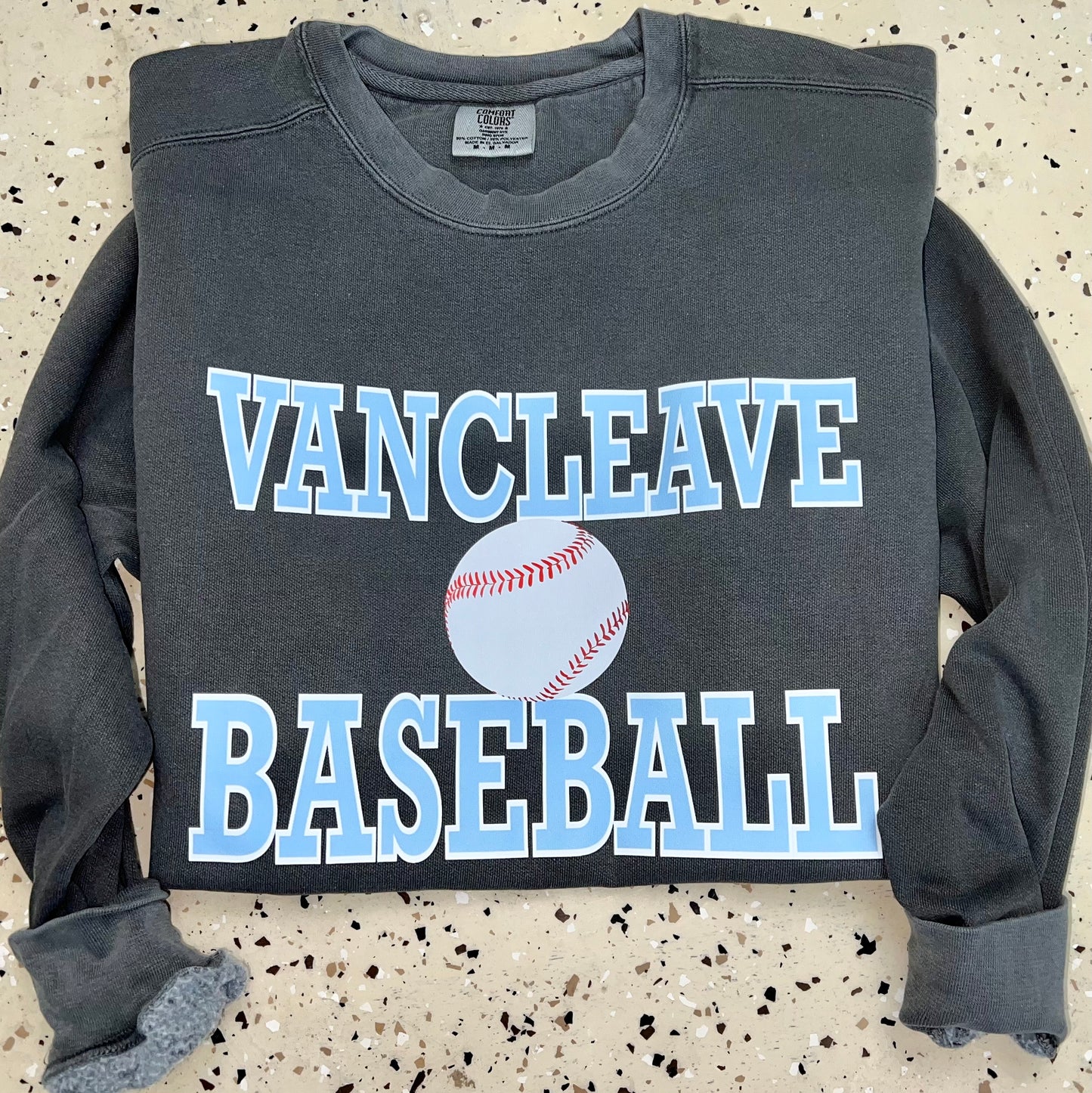 Pepper comfort color sweatshirt- powder blue design