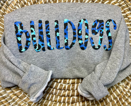 Bulldogs - blue leopard puff