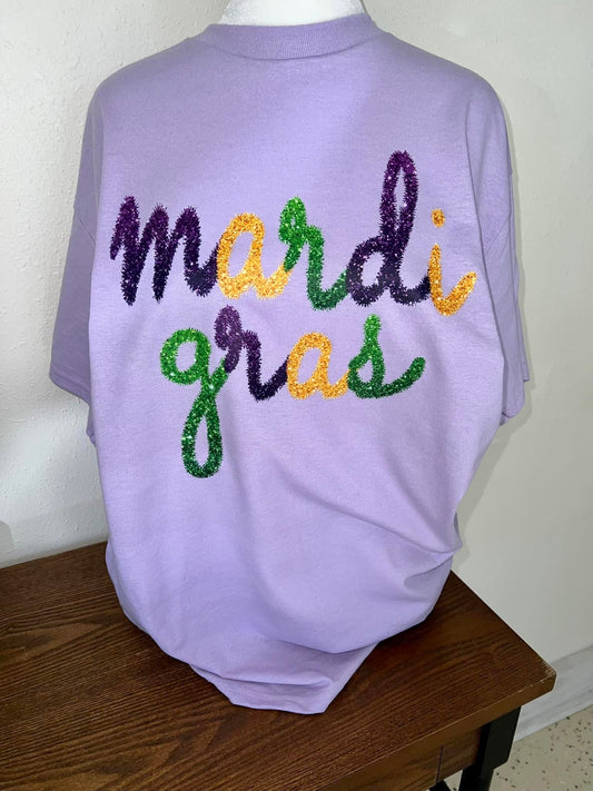 Faux tinsel Mardi Gras
