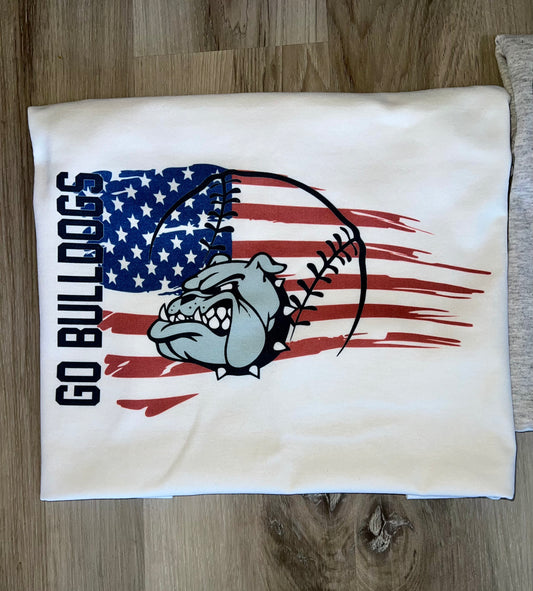 Bulldog Baseball with Flag