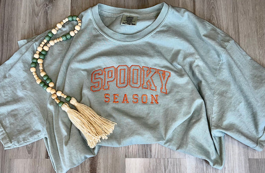 Spooky Season comfort color embroidery tee