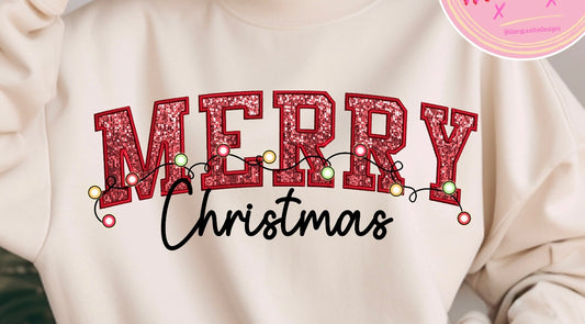 Merry Christmas faux embroidery