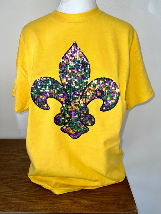 Faux Sequin Fleur De Lis - direct to film