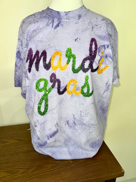 Faux Tinsel Cursive Mardi Gras direct to film