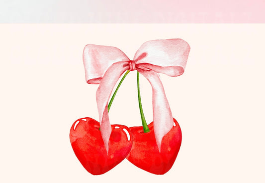 Cherry Hearts with Ribbon - sublimation