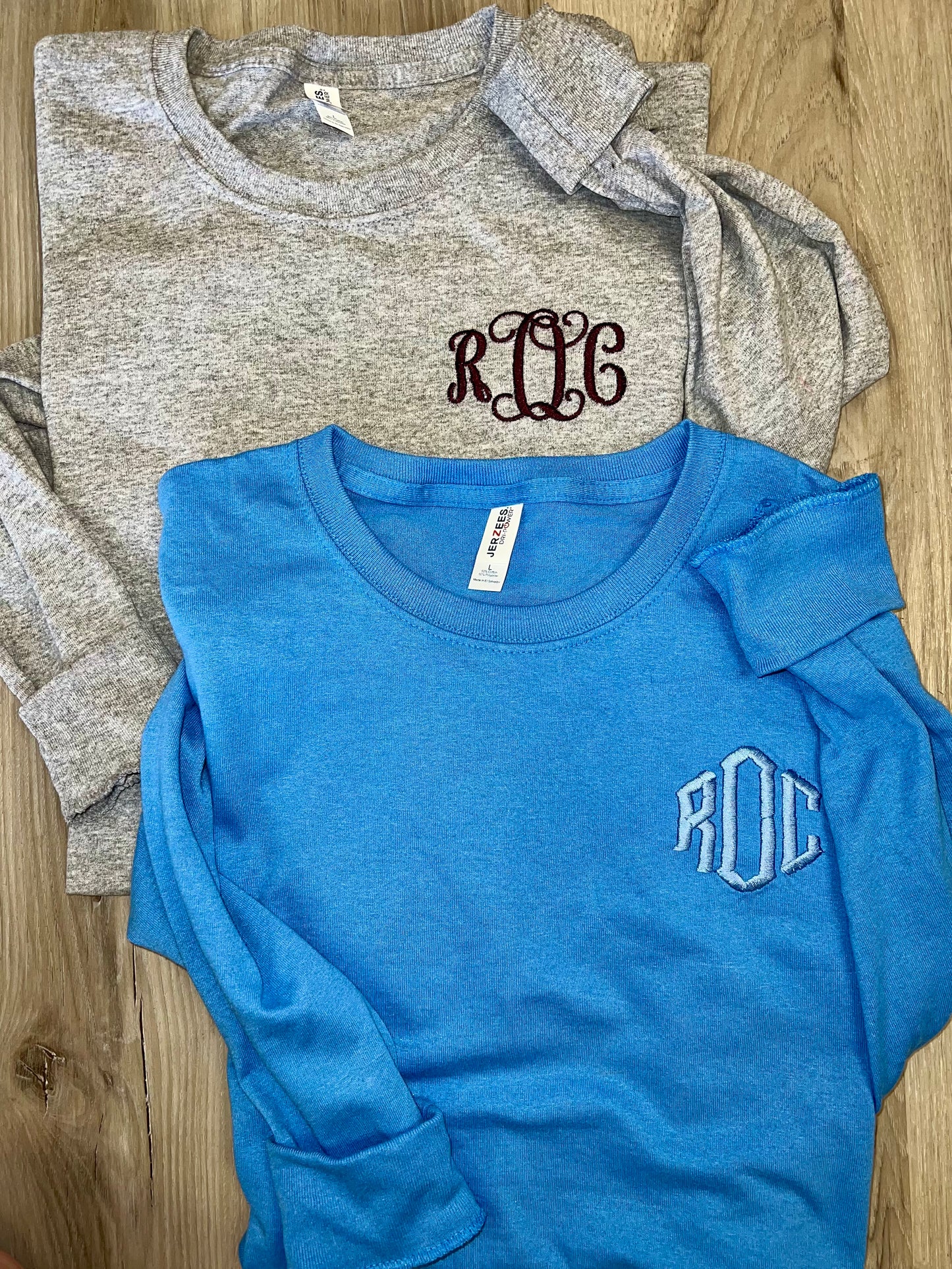 Embroidery initial tees (sweatshirt, short sleeve tshirt, long sleeve tshirt)