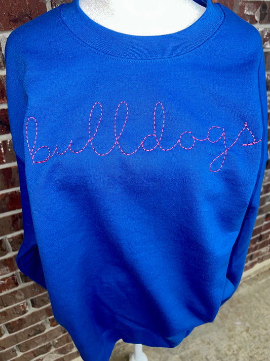 Bulldogs • Hand Stitch Script embroidery Font