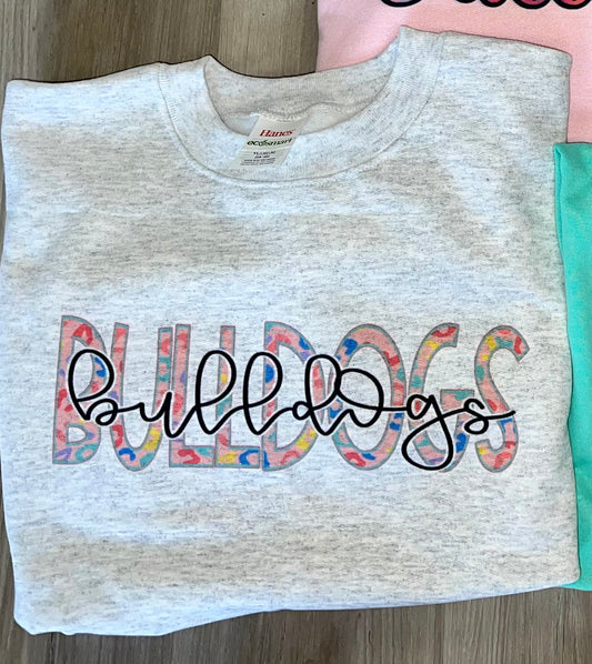 Pink Leopard “bulldogs” with script